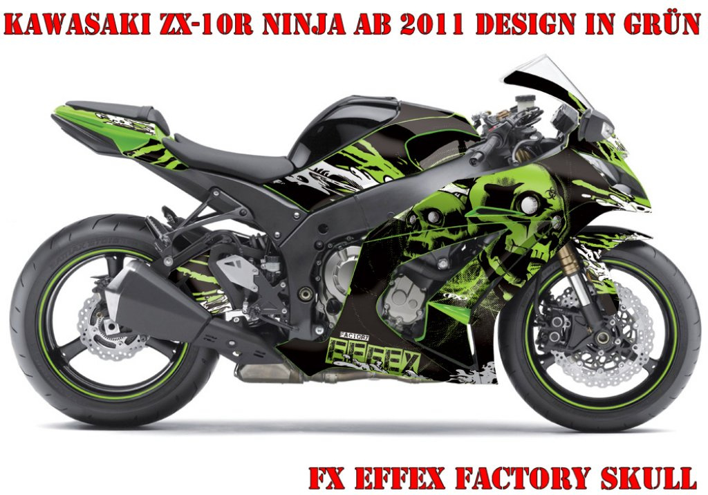 Beispiel Bild für die Farben, Skull Grün für Kawasaki ZX-10R Ninja 2011-2015